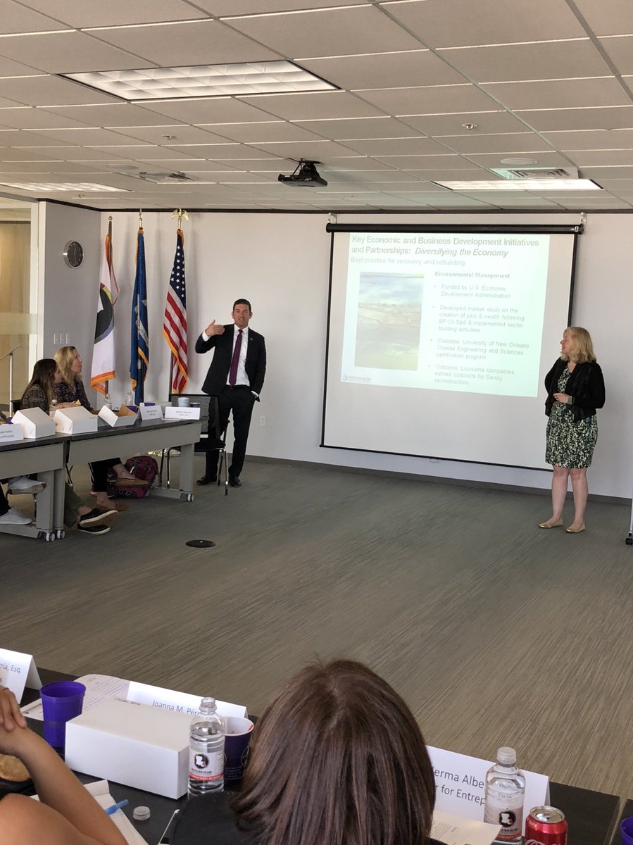 GNOinc's tweet photo. .@MHechtGNO and @RobinBarnesNOLA present to @ConPRmetidos on economic recovery after a disaster. #InNOLA4PR https://t.co/mvoo7CbInD