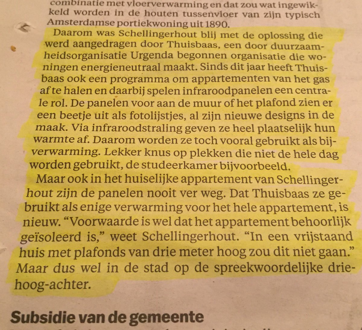 urgenda's tweet photo. Infraroodpanelen doen het prima als enige verwarming in goed geïsoleerde appartementen. Het hele artikel in het @parool van 2 maart https://t.co/HZh06zcpI2