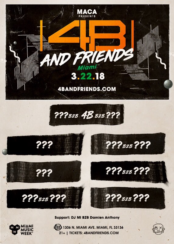 DJ4B's tweet photo. So excited to announce this!!!

4B AND FRIENDS - MIAMI 

Tix On Sale NOW!! -
https://t.co/Sf3nYgdLxZ https://t.co/zsC0tJGd9r