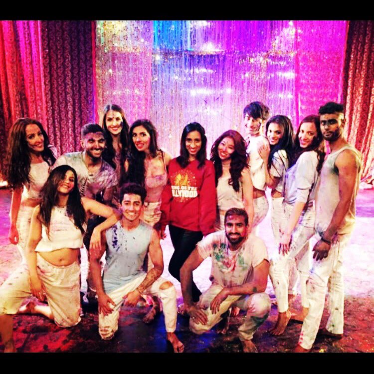JoBispham's tweet photo. Happy Holi! #FBF to this super fun colourful shoot for the title song of Bring on the Bollywood #holi #botb #phizzical https://t.co/WRQtSgxoGY