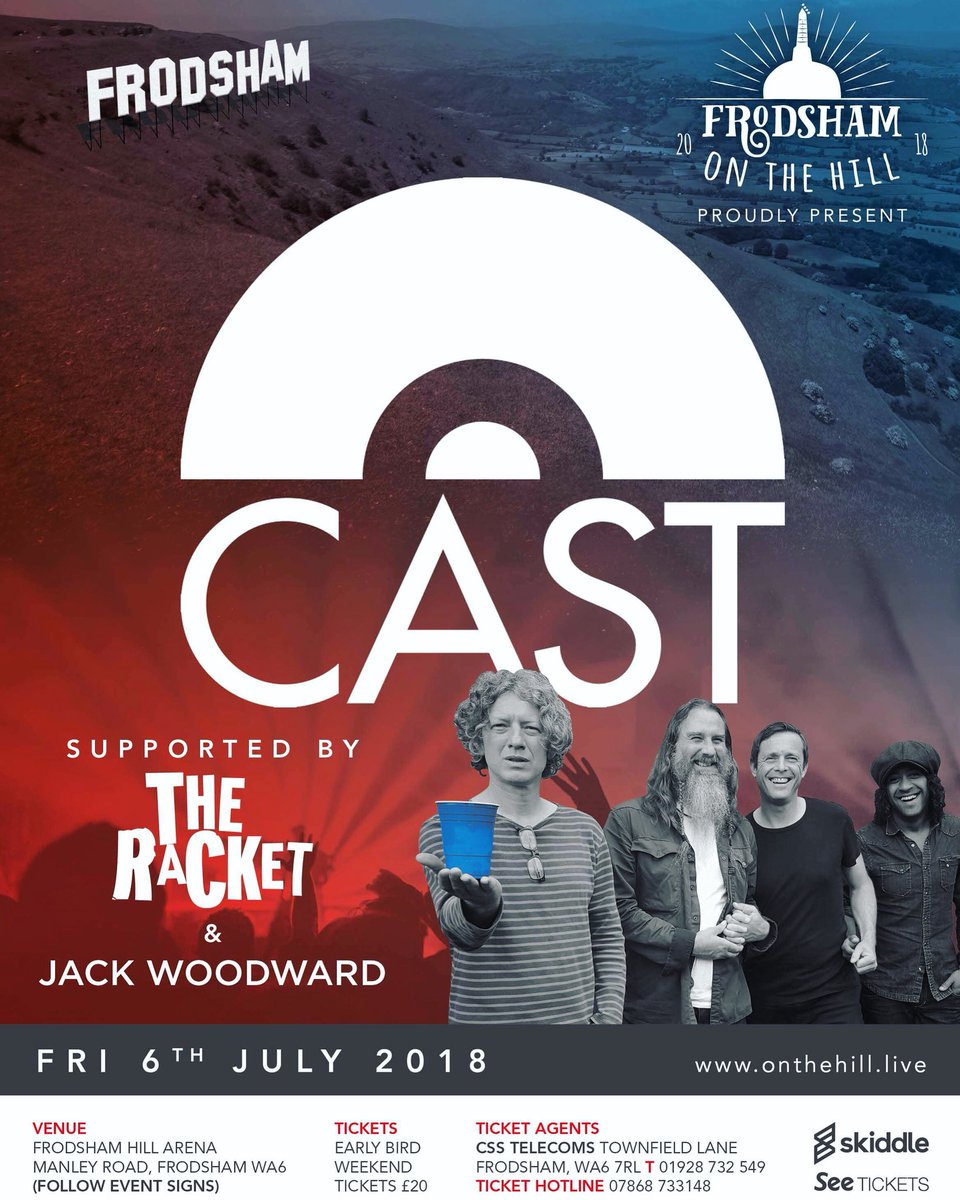 We’re pleased to announce that we’ll be supporting @castofficial at this years Frodsham Festival! Friday the 6th of July, tickets available from onthehill.live