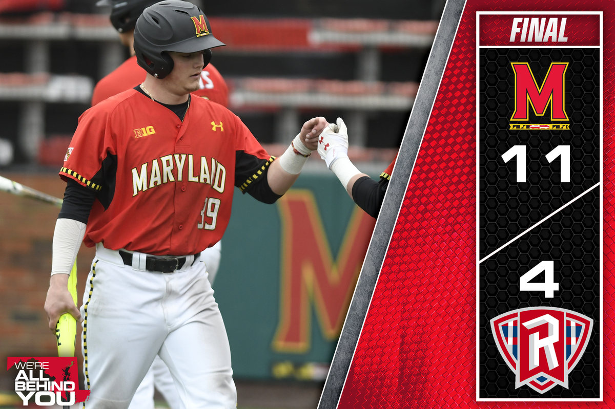 TerpsBaseball's tweet photo. Three straight 👍

FINAL: Maryland 11, Radford 4.

#DirtyTerps https://t.co/rCWPpvVOQ1