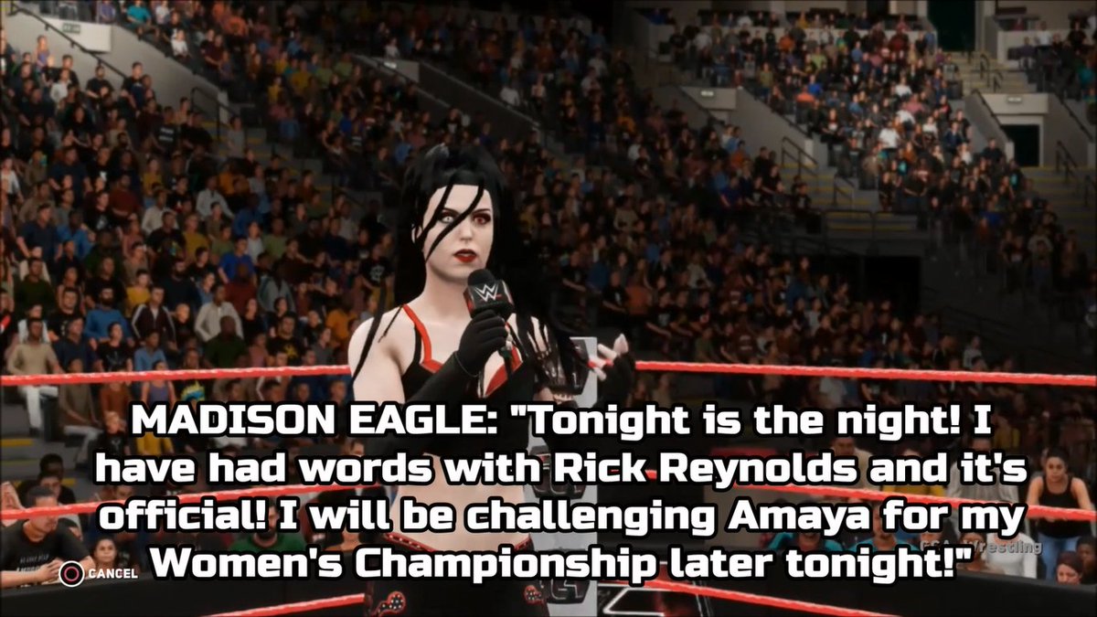 GCAWRESTLING2K's tweet photo. Last night on #GCAWrestling, #MadisonEagle kicked off the show by announcing that she is finally cashing in her Women's title rematch clause. However, current champion, #AmayaBlaze came out with a suggestion. #GCAWrestleVerse #WWE2K18 #PS4 #PS4Community #GiveCAWCreatorsAChance https://t.co/EsYhUOZmzj