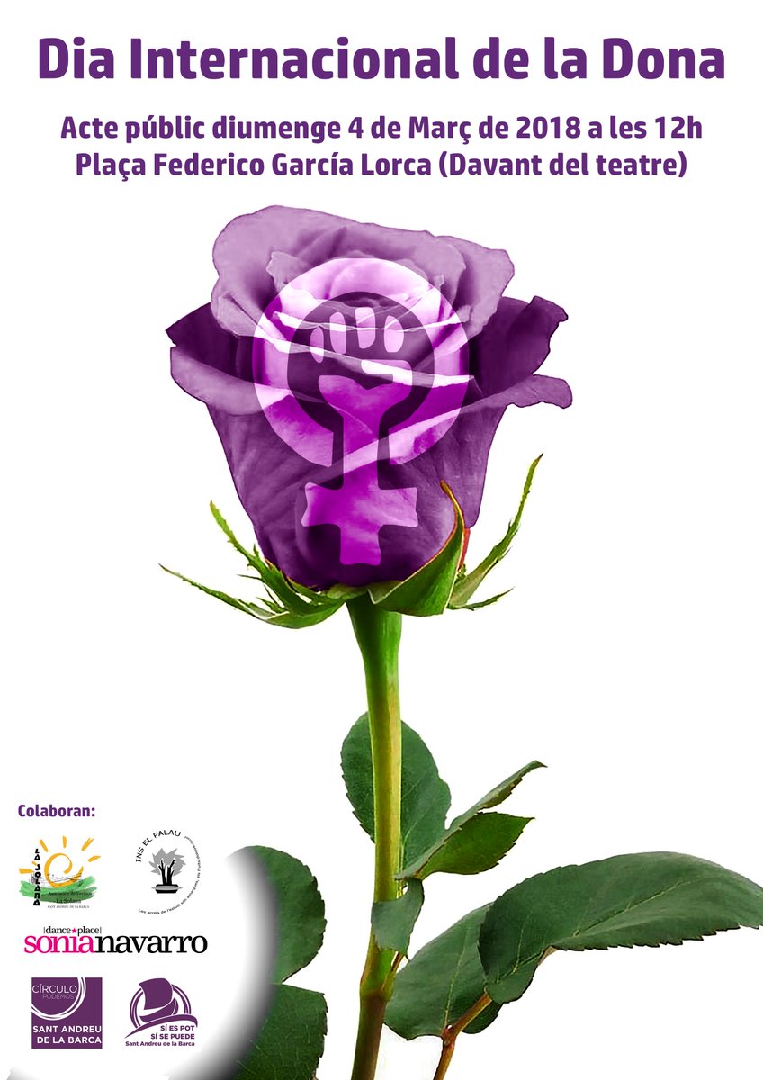 SIESPOTSAB's tweet photo. Acto por el día Internacional de la Dona este domingo 4 de Marzo en la plaza Federico García Lorca a las 12h. https://t.co/ckXhWYGQm8