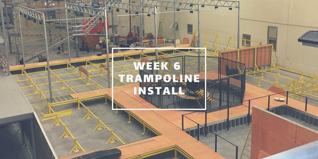 FactoryLDNont's tweet photo. WEEK 6 of trampoline install, we see the spinning arms of the Meltdown and walk-ways taking shape.  #comingspring2018 #ldnont #oevldn https://t.co/5KSo3BhE4X