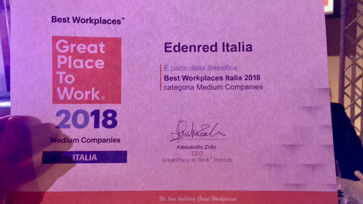 #BWItalia2018 #lemiglioriaziende2018 @Edenred_Italia Edenred premiata tra le eccellenze