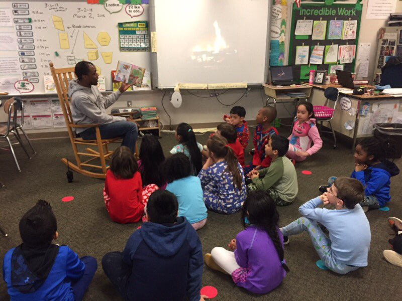 The students enjoyed Mr Richburg reading aloud in Mrs Rash’s room! #weareyatesmill #ymesrocks