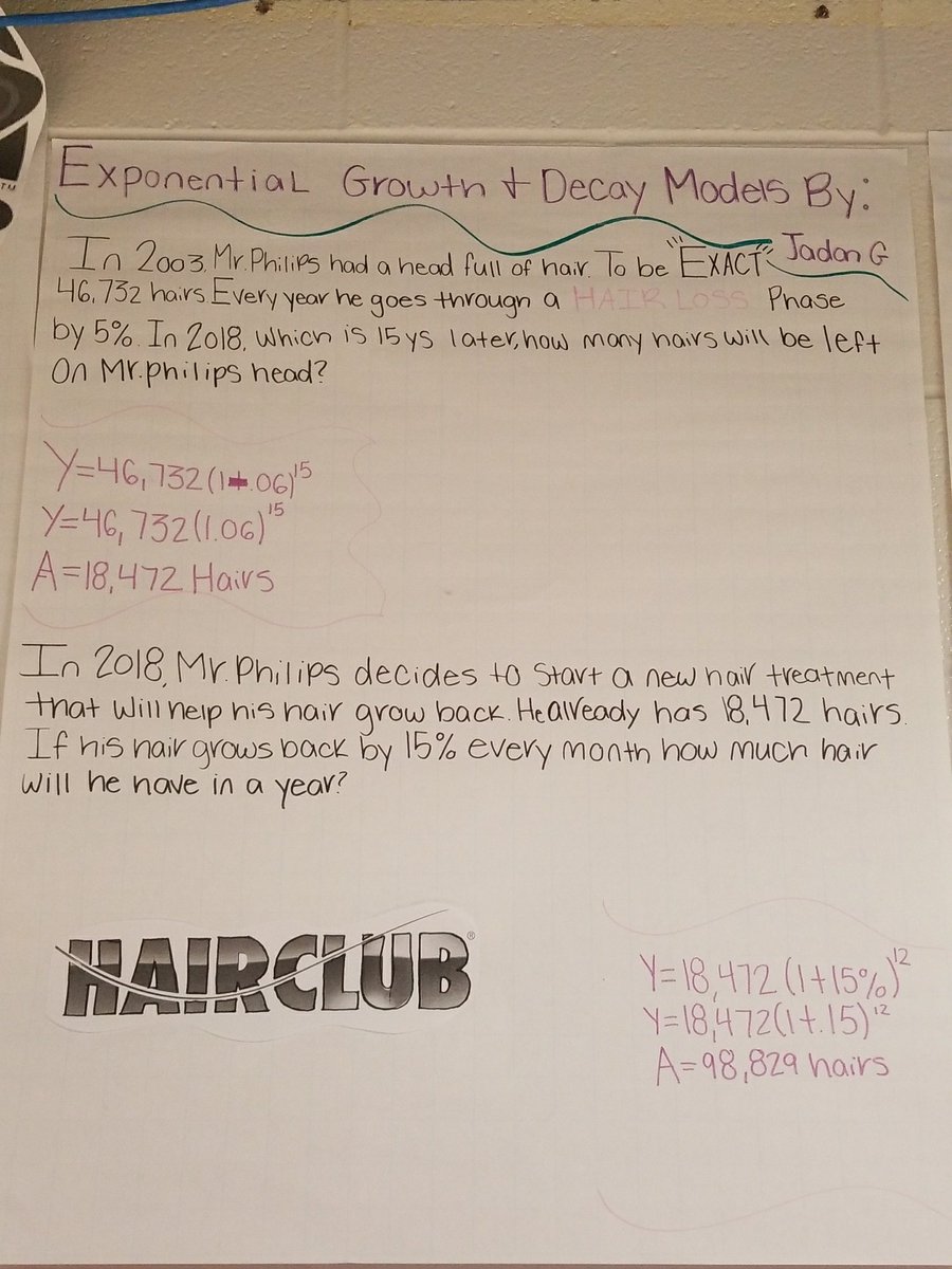 PRP_Panthers's tweet photo. PRP makes math relevant. Freshman Academy students "growing exponentially!" #youwilluseitoneday #exponentialgrowthanddecay #weareprp @AcademiesofLou https://t.co/UFNpzDDZS3