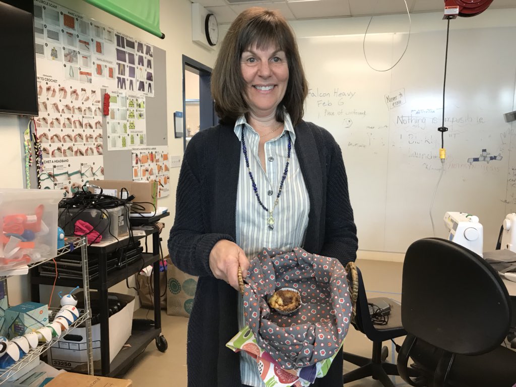 SKolhatkar's tweet photo. The teachers learned to sew in self-selected professional development session deviant The delight on their faces says it all #makered #MakerSpace #DIY Excited to see student projects #makingrocks https://t.co/wzgzOuchYA