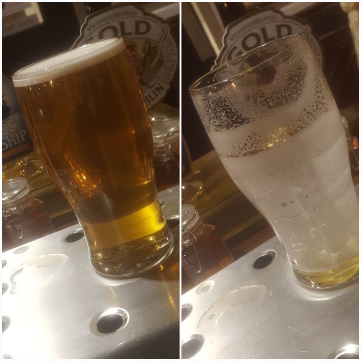 BrawnsDen's tweet photo. Perfect pint @BrawnsDen 
#Glass 
#beer 
@CAMRADurham 
@caskmarque 
@Admiral_Taverns 
Look at the lacing on the glass! https://t.co/1y5tN3e4Vk