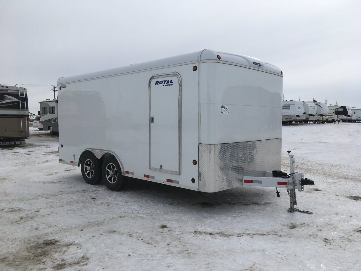 declanhayworth's tweet photo. Hello out there: here is a 2018 Royal Cargo Trailer ready to be sold tomorrow March 3rd #YEG. 16FT X 8FT with a side door. More details at #maauctions.com https://t.co/R5I5o3bZx3