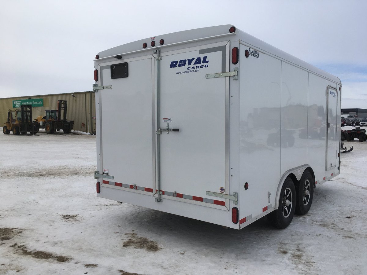 declanhayworth's tweet photo. Hello out there: here is a 2018 Royal Cargo Trailer ready to be sold tomorrow March 3rd #YEG. 16FT X 8FT with a side door. More details at #maauctions.com https://t.co/R5I5o3bZx3