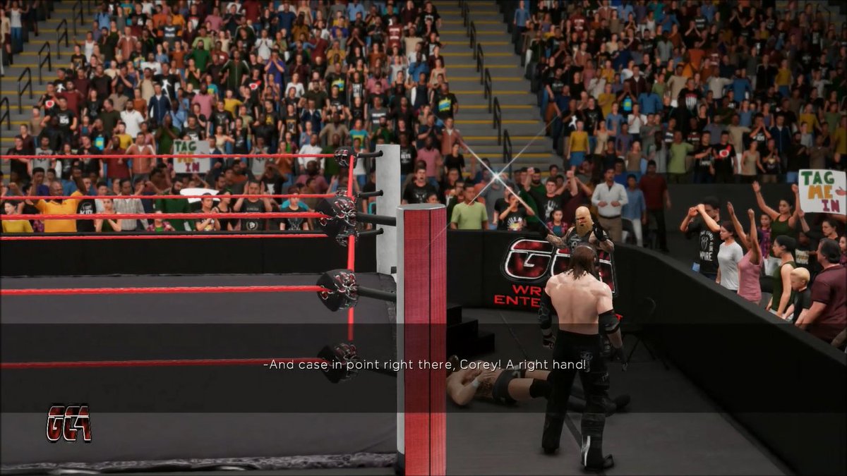 GCAWRESTLING2K's tweet photo. Brushing off last weeks defeat by #YuriTheReaper, #GCA Global Champion, #HadeMercer was all set to face #MANEAK in non-title singles action! However, Yuri would make an unwelcome ring side appearance. #GCA #GCAWrestleVerse #WWE2K18 #PS4 #YouTube #Gaming #GiveCAWCreatorsAChance https://t.co/0M3dqEzzyu