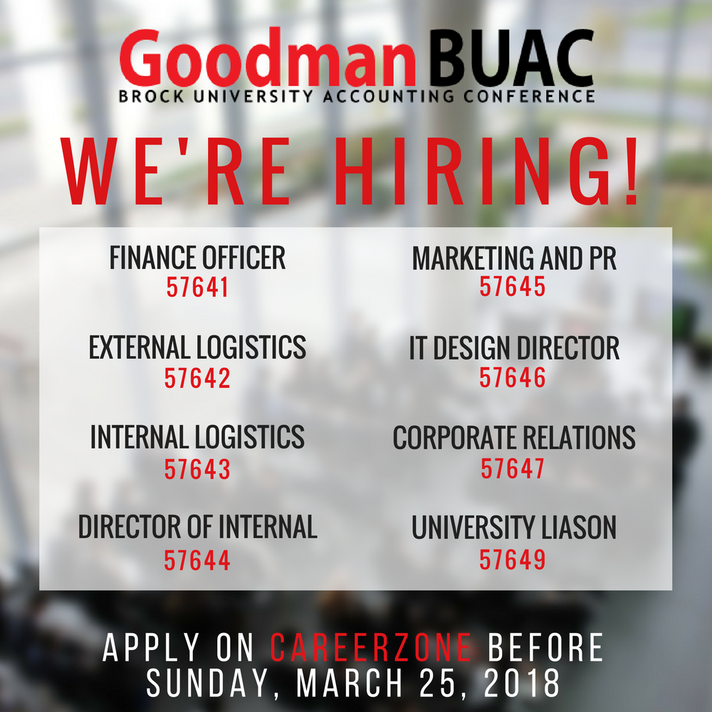 GoodmanBUAC's tweet photo. Do you want to be a part of BUAC's 2018 team? We're hiring for all positions- visit https://t.co/FHo78gchnE for details and to apply for these exciting roles! #BUAC2018 https://t.co/cqm4bzYO37