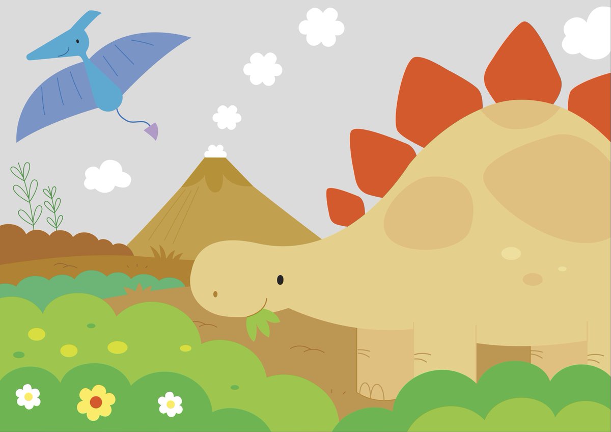 ConorRawson's tweet photo. A Gainsboro sky for this weeks #colour_collective #illustration #kidlitart #dinosaurs https://t.co/3D0gUnSivY