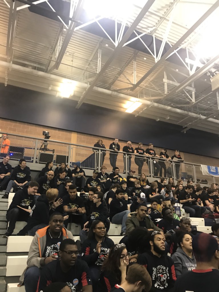 FRC5436's tweet photo. One match downππ» letβs go Cyber Cats!! #frc4680 #frc5901 #omgrobots #roboticscomp #southfield https://t.co/T6TIR4QY4P