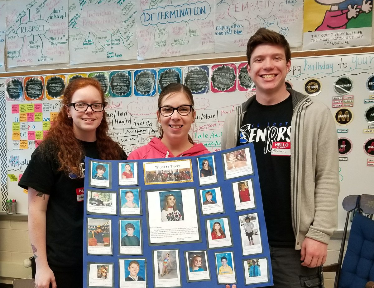 Thank you Sean and Maggie for helping us out today! We loved meeting our Forum Buddies in person and I loved seeing my former student. And thanks for the awesome poster! Seeing you as 5th graders?! So cool! <a href="/CBSouthHS/">CB South</a>  #TitusPride #southside #readacrosstitus