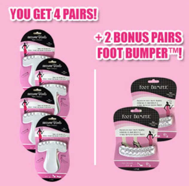 SecureHeels's tweet image. You get 4 pairs of @SecureHeels AND 2 bonus pairs of Foot Bumper! Use Secure Heels and Foot Bumper together for ultimate comfort! bit.ly/2GicpJS