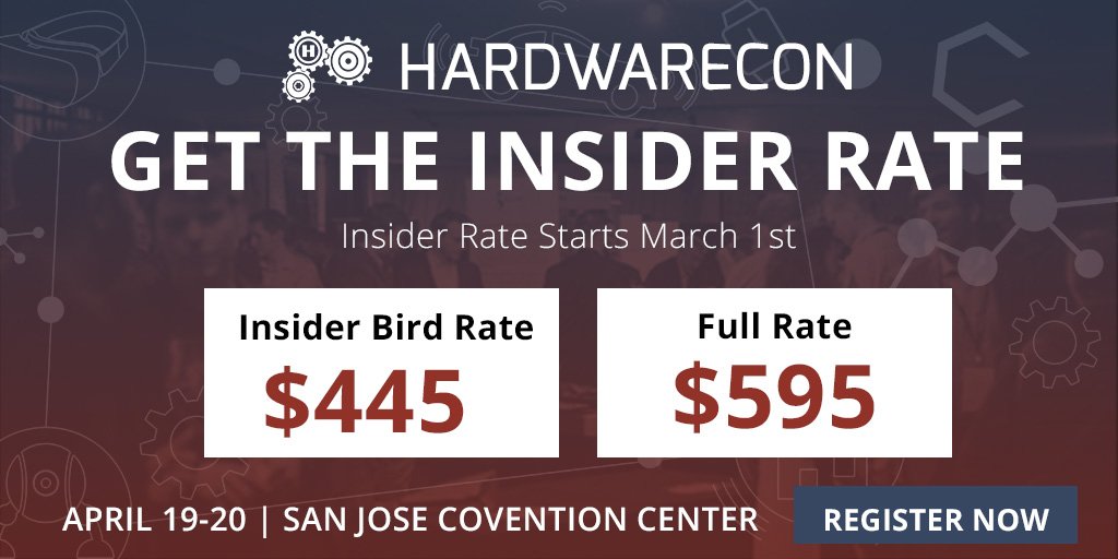 BerkeleySG's tweet photo. Don't miss out on the premier hardware innovation conference, #HardwareCon! Get your tickets today to receive a special Insider Rate! Register here: https://t.co/Be9phTzHrl
@hardwaremassive #HC18 https://t.co/FViOpK4t5b