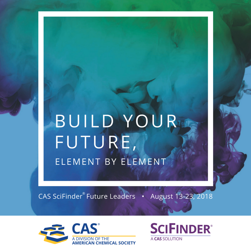 SciFinder's tweet photo. We're now accepting applications for the 2018 CAS SciFinder Future Leaders program! https://t.co/bsrEqYVsnP #FutureLeaders18 https://t.co/NYau2kyBrR