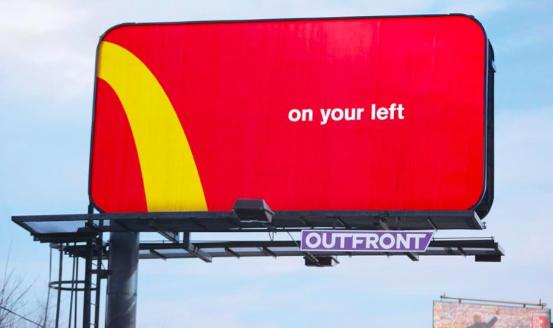 creativitymag's tweet photo. The golden arches turn into a roadmap in @McDonalds  clever billboard campaign via @CossetteEN https://t.co/MhcSnSUKvw https://t.co/N1K8T1Rwxw