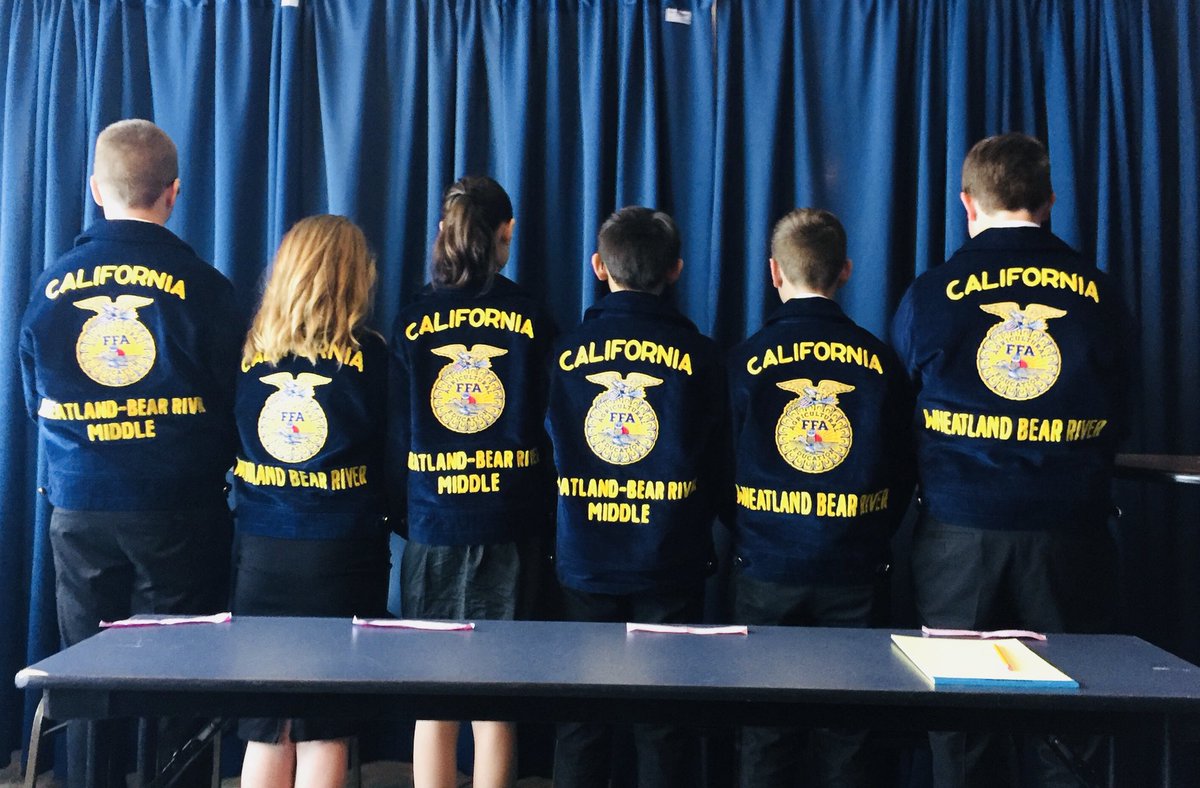 agitforward's tweet photo. It’s official... CA has Middle School programs competing in Parliamentary Procedure. Major congrats to this team of outstanding students from Wheatland- Bear River Middle 
#AgItForward #CAFFA @NationalFFA https://t.co/uDZruNsgeR