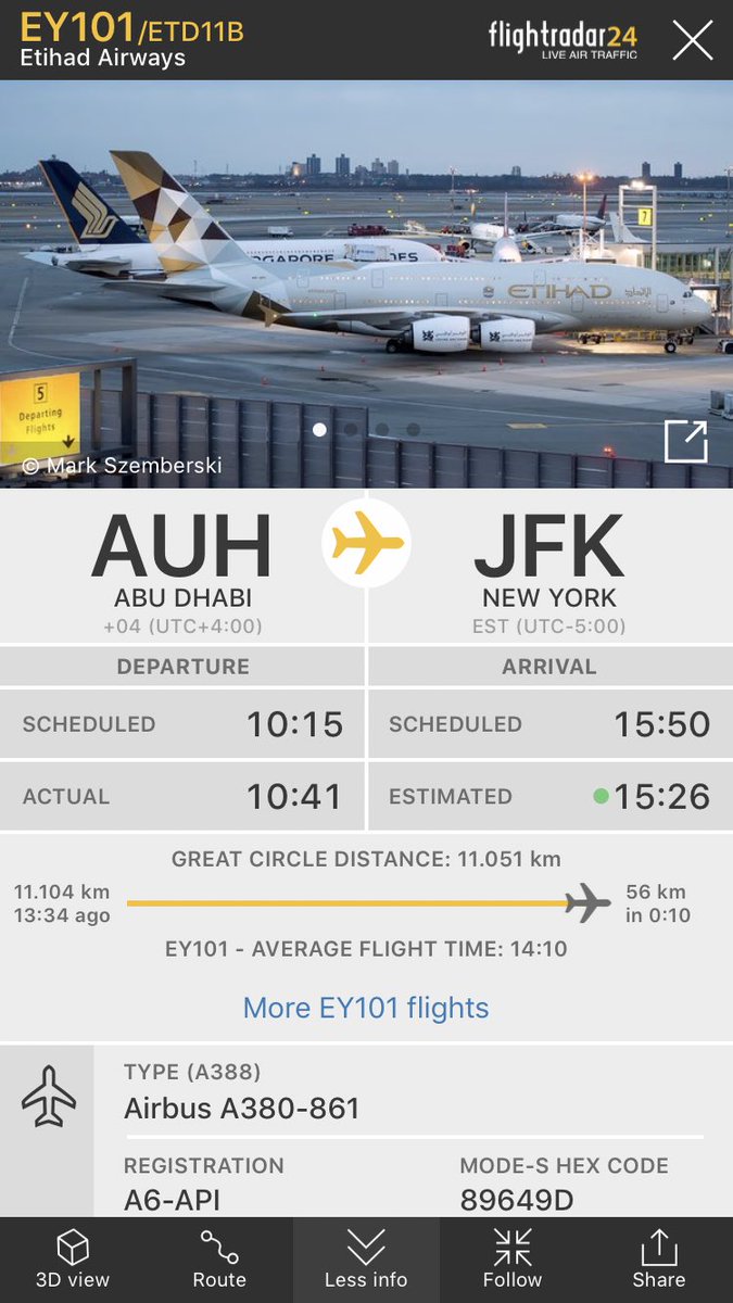 FlightIntl's tweet photo. Etihad flight #EY101 from Abu Dhabi to New York is holding inbound to JFK after a go-around https://t.co/ngargaCHSk https://t.co/cSFb5CzzwE