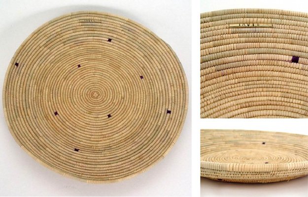 this modern Touareg basket/dish is marked wherever the artist left off her work for the day