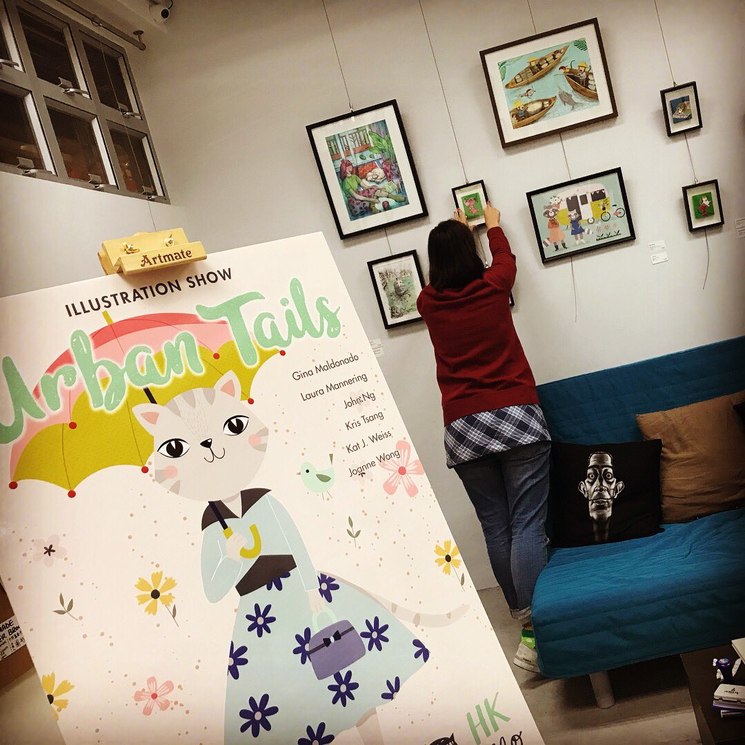 laura_mannering's tweet photo. Today is our OPENING! Illustrations are hanging, final prep underway. Hope to see you 3-8pm at Swing A Cat gallery. Show runs March 3-23. #hkillo #illustration #hongkongevents  @ Swing A Cat https://t.co/kKtHHsOJVk