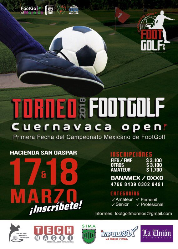 FootGolfMexico's tweet photo. Estamos a 2 semanas del Gran Torneo de FOOTGOLF en San Gaspar Cuernavaca. No te lo debes perder. Te esperamos. https://t.co/i2uE6vTa0L