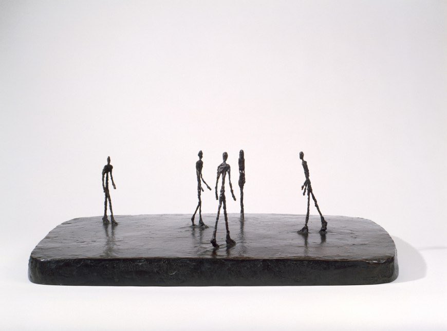 ClassicArtToday's tweet photo. Alberto Giacometti- City Square. (1948) bronze sculpture. Borgonovo, Switzerland. Existentialist Sculpting. https://t.co/pq58fFsZPe