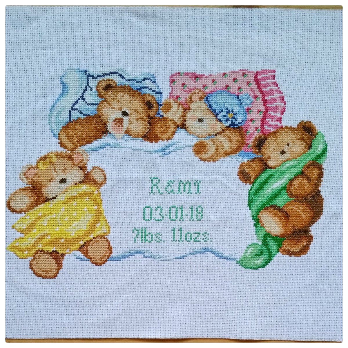 TabithasBlog's tweet photo. Yay! Finally got the cross stitch part finished last night...but now for the dreaded backstitching.
#wip #crossstitch #handmade #crossstitching #hobby #craft #crossstitchlove #leicester #handmadewithlove #aida #thread #scissors #birthsampler #birthrecord #baby #teddy #downforanap https://t.co/rYzJLJOPH3