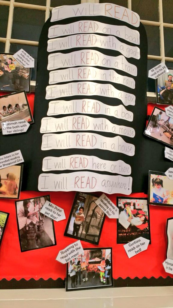 Mala_87's tweet photo. I will READ! 📚 #Display #PromotingReading #DrSeuss #IWillRead #LoveOfReading #ReadAnywhere @SpinneyHill_Sch @learningladyuk https://t.co/FvlBbJtTqs