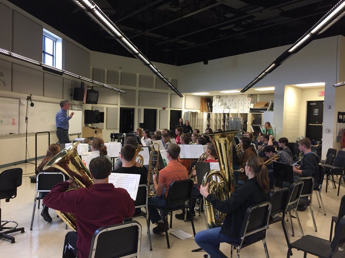 cedarcrestband's tweet photo. Thanks to Dr. Norcross from @FandMCollege for spending time with the wind ensemble today! Always a great learning experience! #GettingBetter #HeLovedWhatHeHeard #HeToldMeThat #ReadyforTesting #Adjudications #Accountability #Falcons https://t.co/zvyuL252fj
