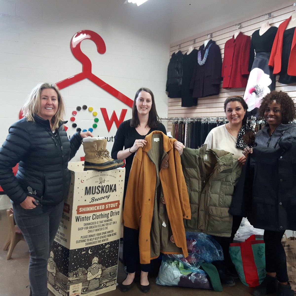 Helping keep Toronto warm, one clothing drive at a time! Our friend <a href="/MuskokaBrewery/">MuskokaBrewery</a> stopped by with coats, boots &amp; more from their winter drive today. Thank you!