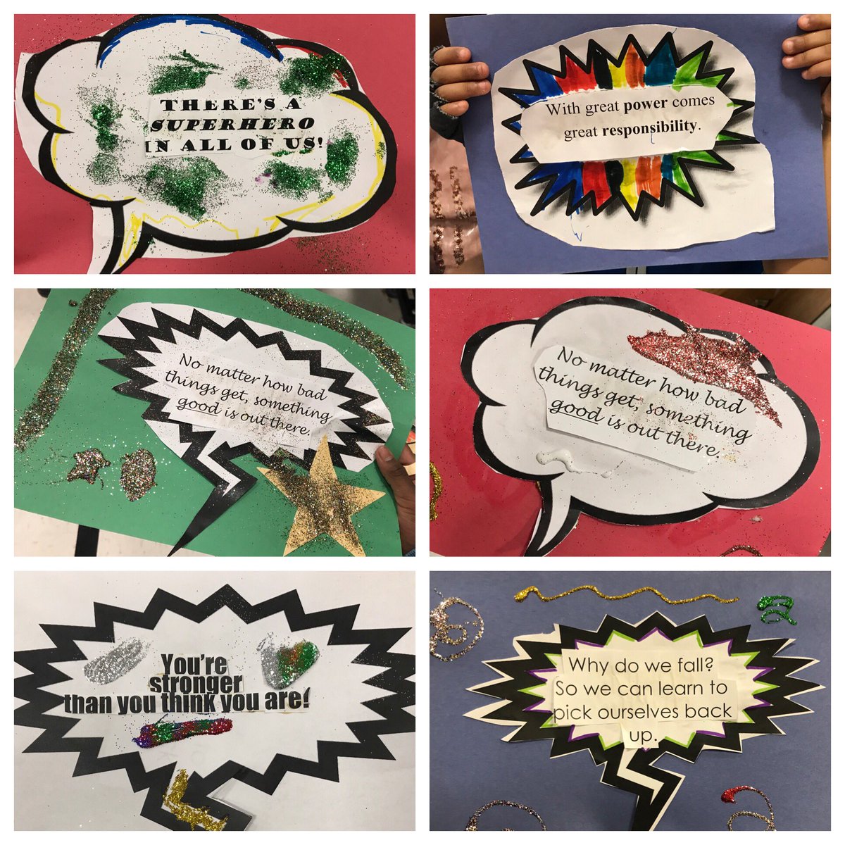 strongspeech's tweet image. Superhero Talk Bubbles at WHES Literacy Night! 💪✨