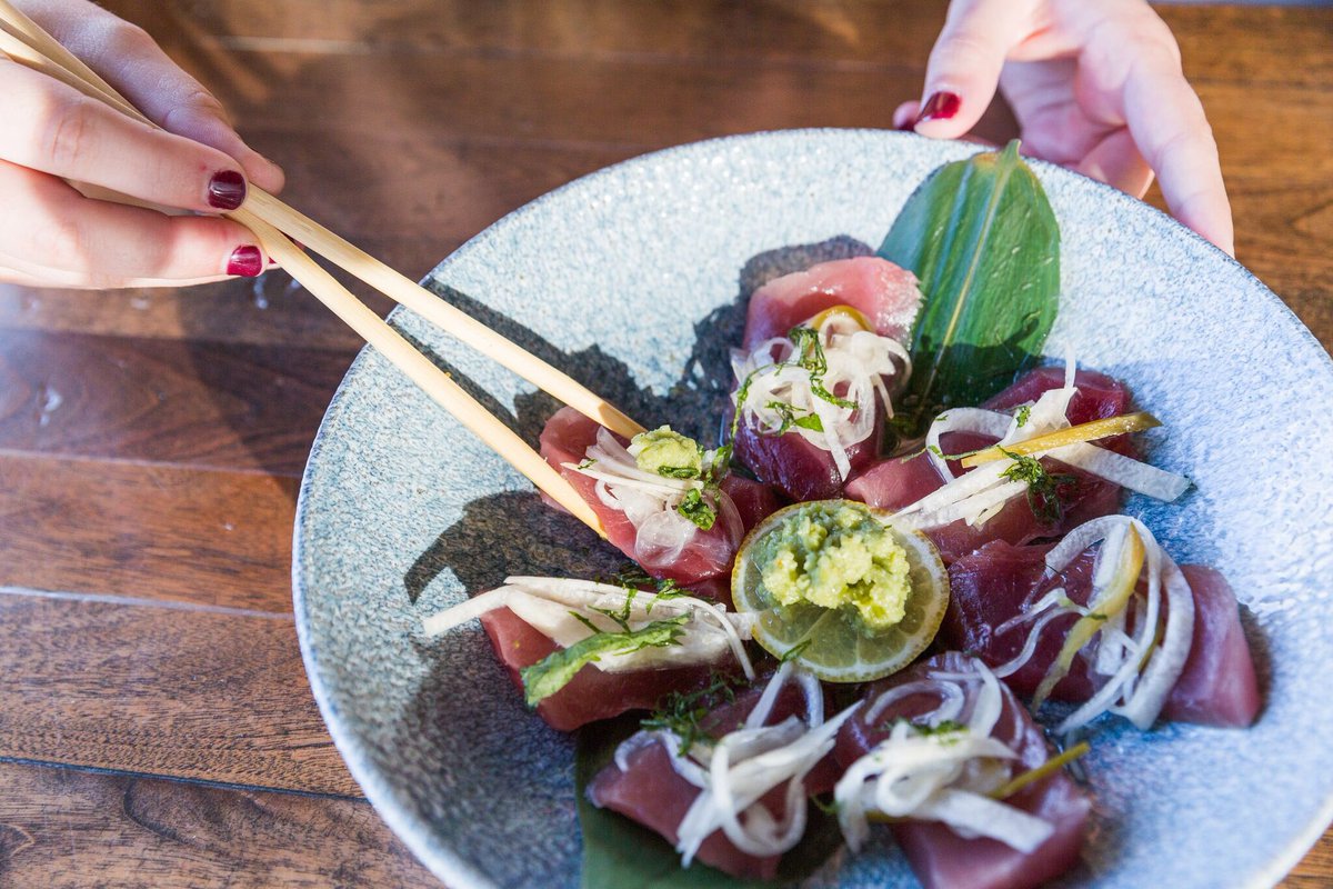 Take a break from life when you sit on the rooftop. Dig in to #sashimi &amp; watch the #sunset at Cannonball!