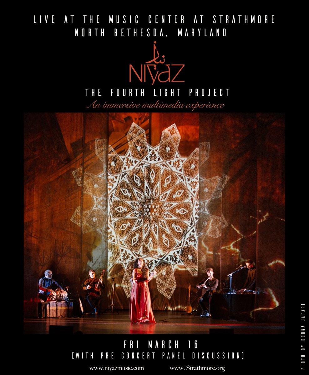 Fans in and around Maryland- The first 20 people to buy tickets in Orchestra for our upcoming immersive multimedia show at the magnificent Strathmore, will receive a free Niyaz tote bag. Book now using promo code "SWAG"
Tickets strathmore.org/event…/niyaz-fourth-light-project