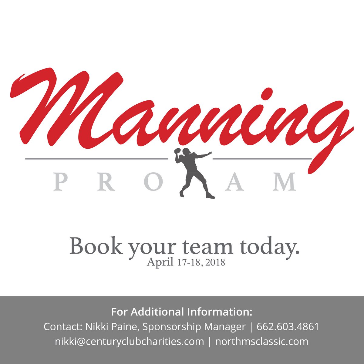NorthMSClassic's tweet photo. Teams are selling fast! Get yours today before it’s too late. #ManningProAm https://t.co/xeyxVH2Opd