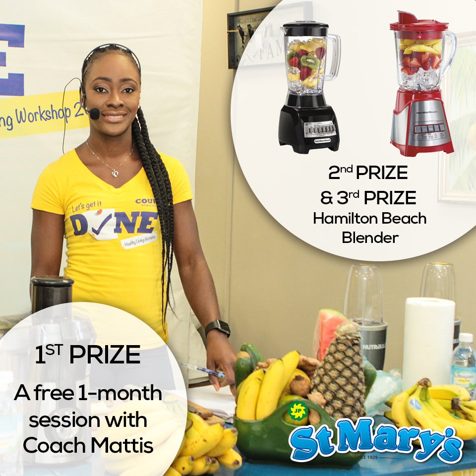 Enter our smoothie competition to win a free 1 month session with Coach Mattis. All you have to do is submit your JP St Mary's banana smoothie recipe on our Facebook or Instagram page. No sugars or sweetners to be included. <a href="/MeishMGM/">Meisha</a> <a href="/Courtsjm/">Courts Jamaica</a> Courts Jamaica @OurBodhi #JPstmarys