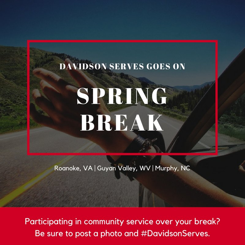 DavidsonServes's tweet photo. The Center for Civic Engagement is sending over 30 @DavidsonCollege students all across the south east to participate in community service initiatives over Spring Break. Keep up with us to find out more about these students and their experiences. #DavidsonBreak #DavidsonServes https://t.co/3s1B3TXJov
