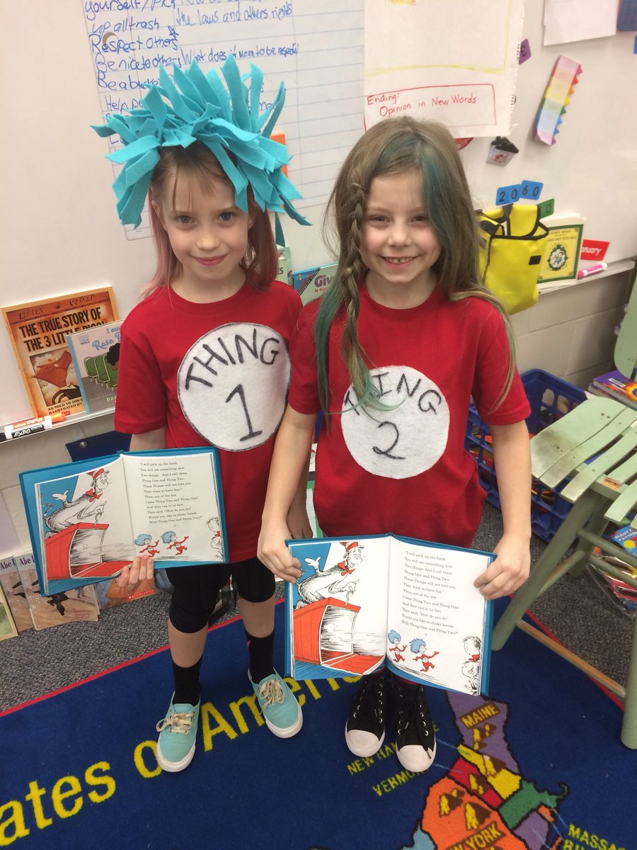 MissEmmyBee's tweet photo. A couple of today’s costumes. #girlsdresslkeseuss @JoanJplav @Joselyn7Ortiz @WoodwardStars @CScottWAE1 https://t.co/GqahYbtxfE