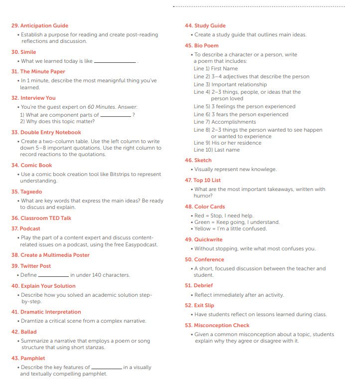 Testing is not the ONLY way to check for understanding...