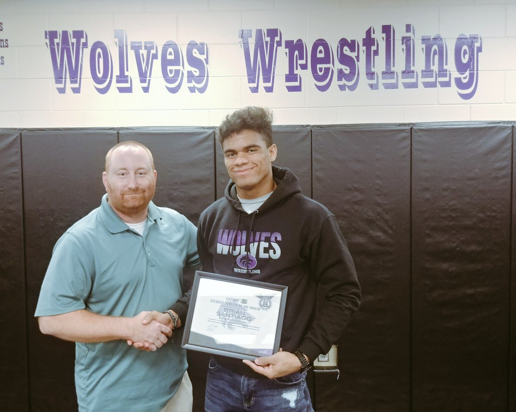 Congrats to @coachcone and @santiago_brian who went 2-0 today at the 2018 FHSAA State Tournament and advanced to the #StateSemifinals tomorrow. Super proud of you Brian! #GoWolves #athleteofthemonth #Yougotthis 🐺🤼💪🥇👏 @TCHSWolves @TCpurplepeoplee @OCPSnews @OSWrestle