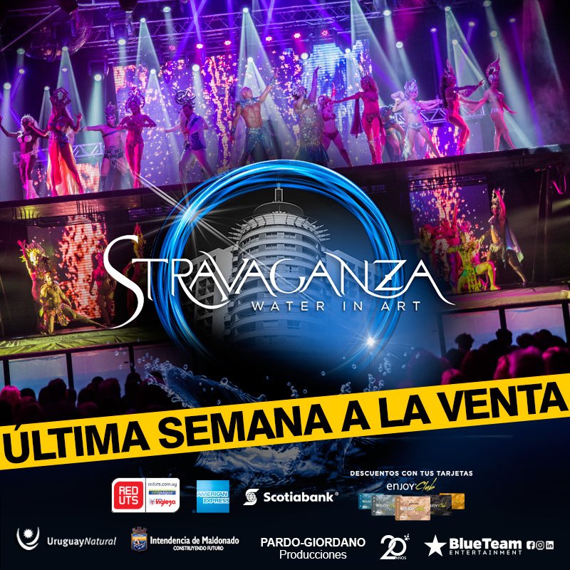 ¿Todavía no viste <a href="/stravaganzaPdeE/">Stravaganza Water in Art Punta del Este</a> en <a href="/EnjoyPde/">Enjoy Punta Del Este</a>? Aún estás a tiempo. Últimas funciones hasta el 5 de marzo. Conseguí ya tus entradas en <a href="/REDUTSUY/">RED UTS Uy</a> y en la boletería del Enjoy. bit.ly/2BfY54U