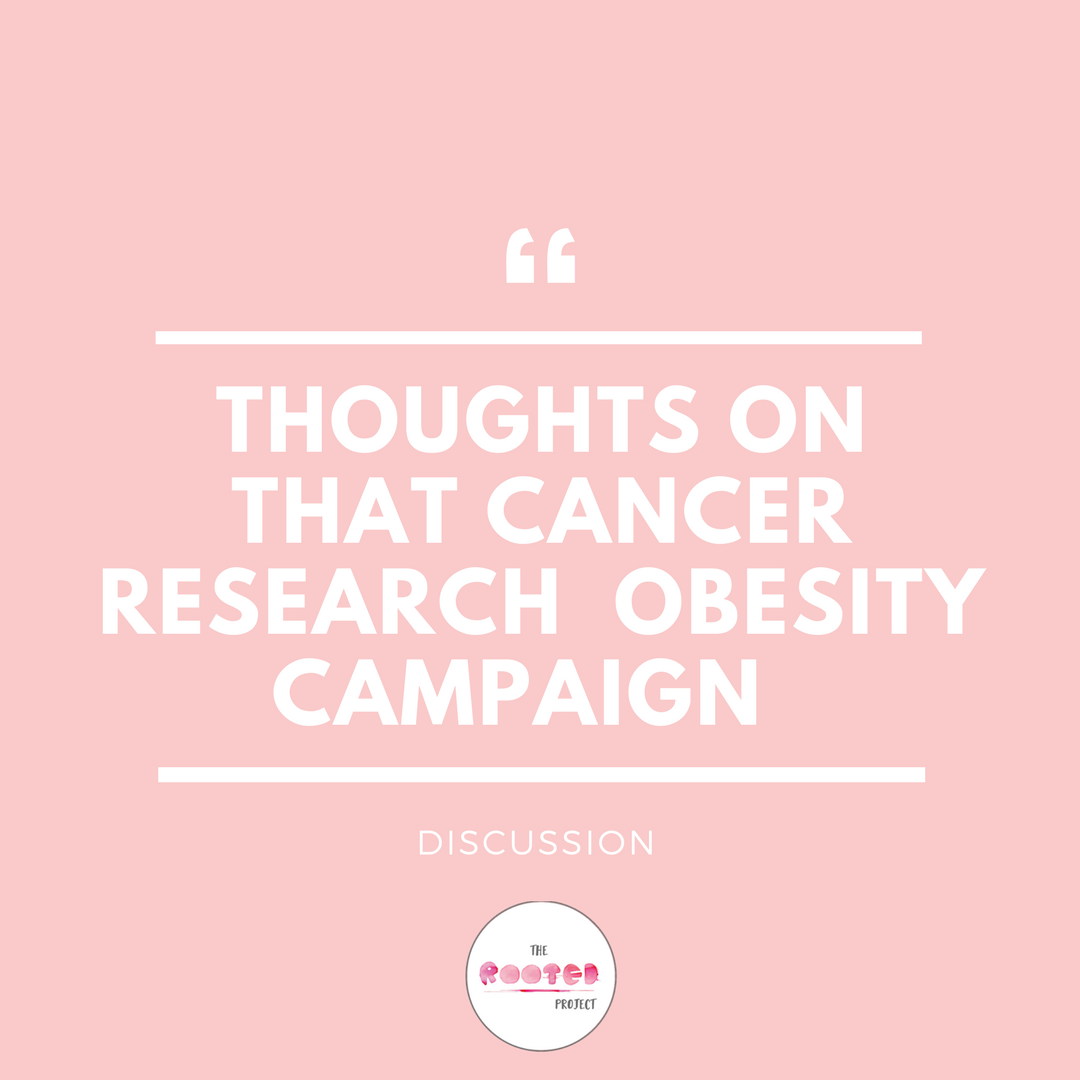 The Rooted Project (@rooted_project) on Twitter photo We wrote a bit about 'that' <a href="/CR_UK/">Cancer Research UK</a> obesity campaign. See thread for other great tweets about this.
bit.ly/2FMAEAi We wrote a bit about 'that' <a href="/CR_UK/">Cancer Research UK</a> obesity campaign. See thread for other great tweets about this.
bit.ly/2FMAEAi