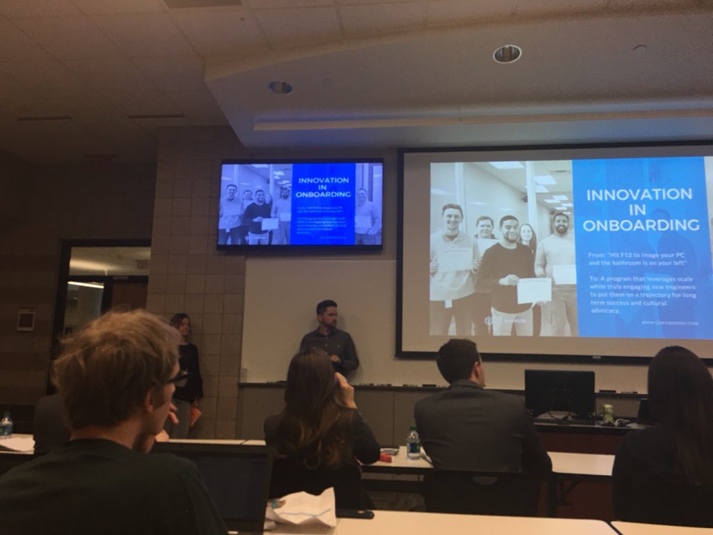 jed2van's tweet photo. Excellent talk by our IT leadership on interviewing, onboarding and turning the traditional HR practices upside down. #techcitiesmn #chrobinson https://t.co/XLXUqx0mff