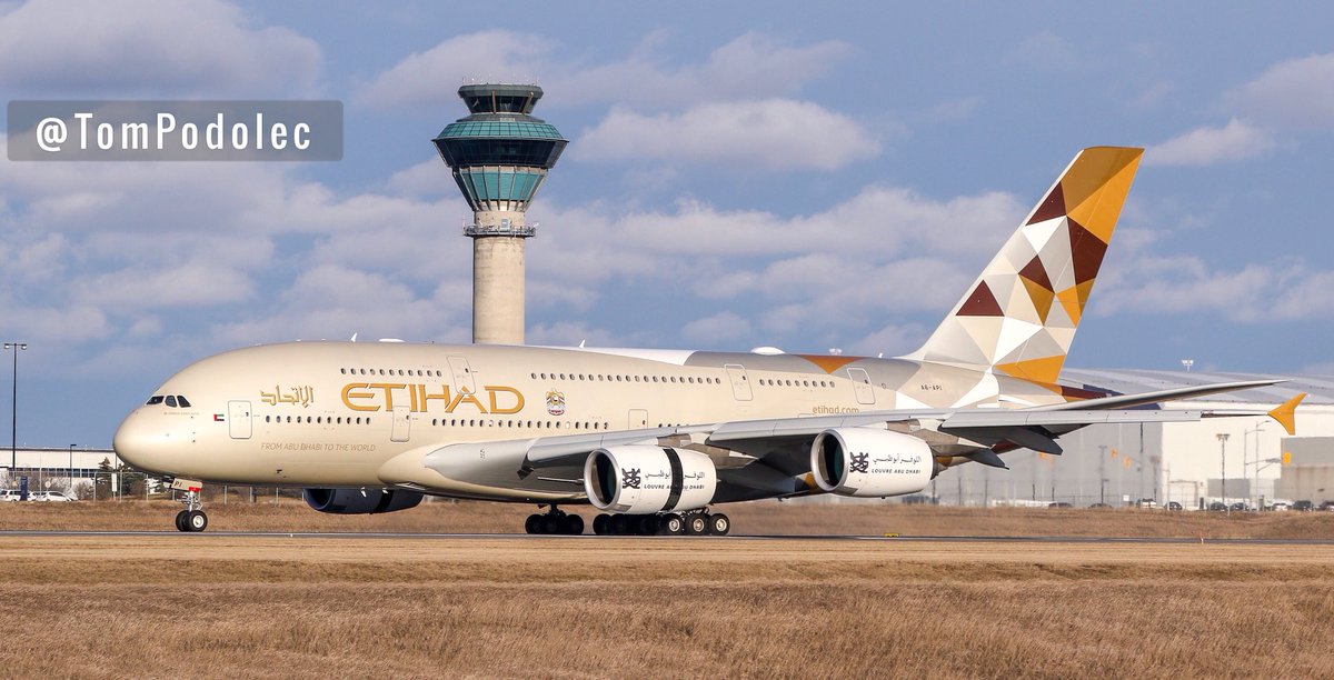 TomPodolec's tweet photo. PHOTO
DIVERSION
Etihad #EY101
Airbus A380
Abu Dhabi to New York also diverted to Toronto.
Poor weather at JFK
This is a first visit of an Etihad Airbus A380 to Toronto.
https://t.co/Kvdw9WnCHu https://t.co/V0f7Ezg1Lv