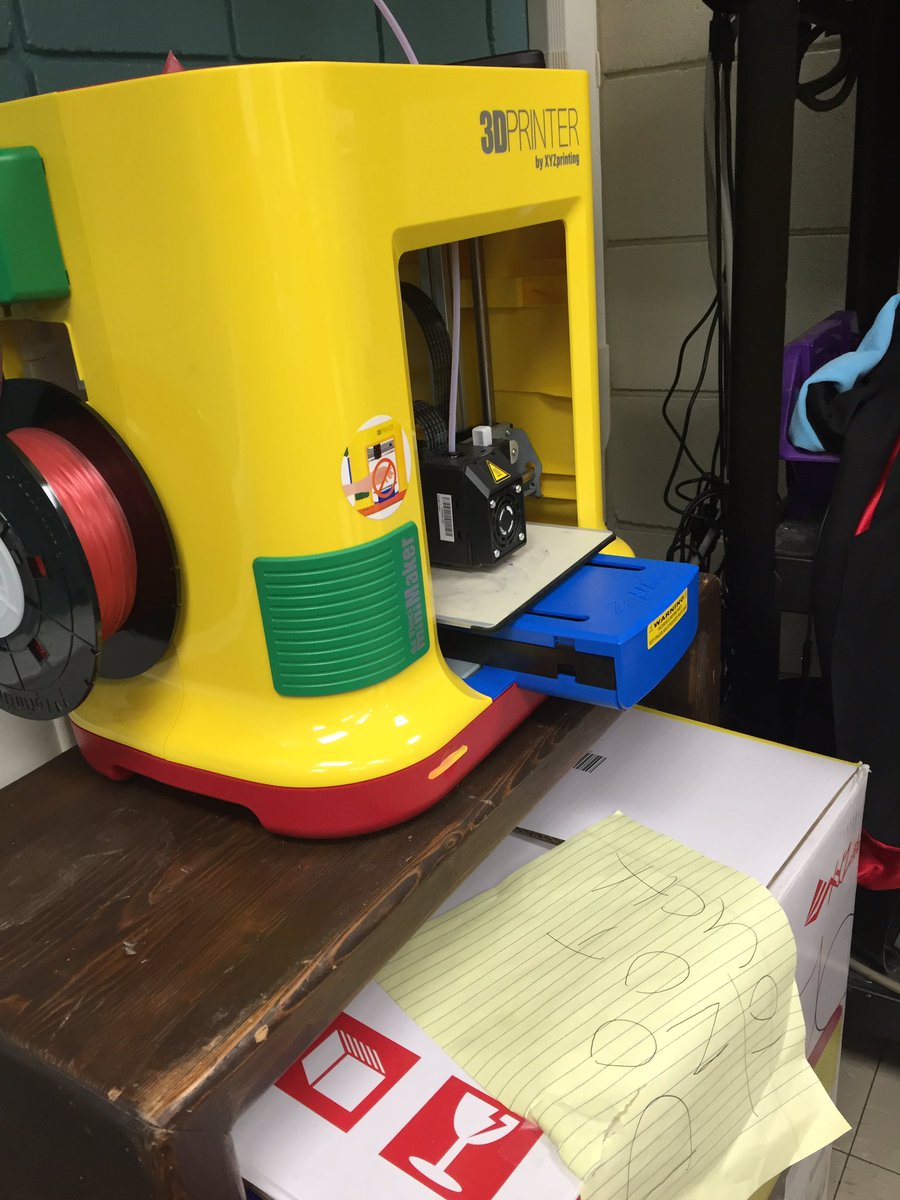 BreSchwandt's tweet photo. 3D printing a prototype for our sphero. My Ss designed it & we printed. Guess what? It was the wrong size & we failed but that's Awesome! Ss tried & learned through experience & failing. Already formed a new plan! #wegotthis #learnthroughfailing #milbankschools https://t.co/bflHCoCcQw