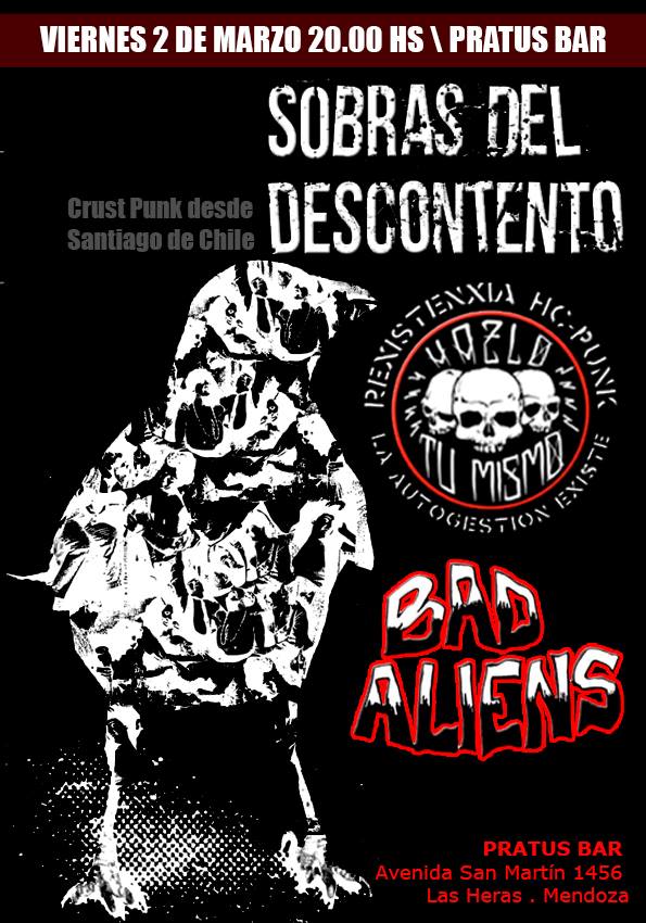 Comida_deGusano's tweet photo. #SobrasdelDescontento desde #Chile, #BadAliens y #Rexistenxia en #Mendoza
📆 Viernes 2/3 ⏰21Hs
📍Prattus Bar. San Martin 1456 #LasHeras
🎫$40
🍏#PrimitivoSubReal Voz Y Cultura https://t.co/JwBlBvvvV7